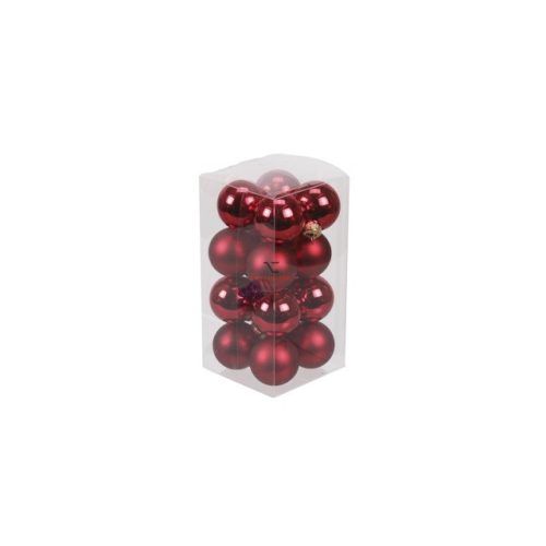 Gömbdísz üveg 3,5cm piros fényes-matt 16 db-os Karácsonyfa gömb