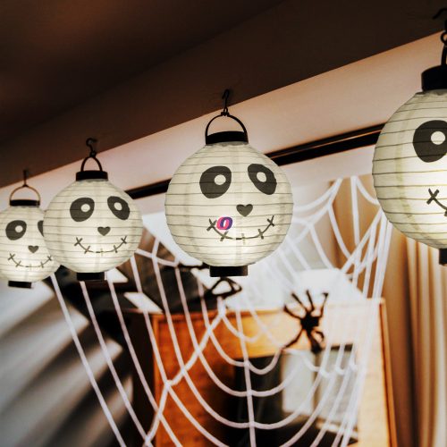 Halloween szellem LED-es lampion 20 cm