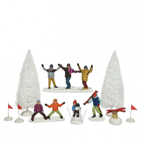 Luxury 10 db-os Karácsonyi falu figura szett "Ski Park"