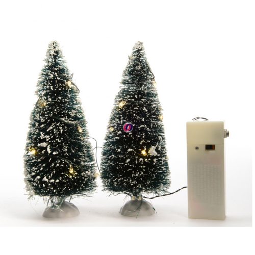 Luxury LED Mini Fenyőfa 2 db-os szett karácsonyi falu kellék 15 cm