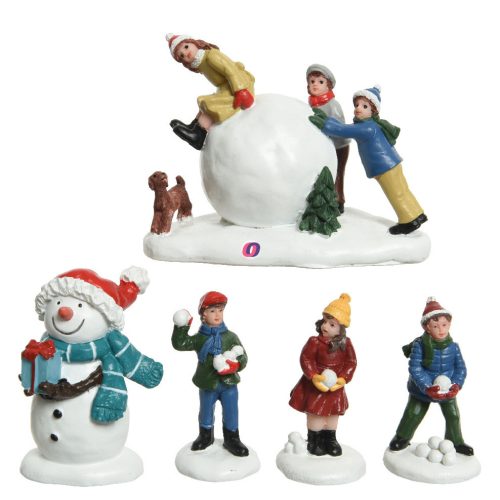 Luxury 5 db-os Karácsonyi falu figura szett "Snowball Kids"