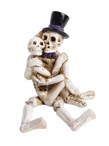 Halloweeni dekor figura csontvázak lógólábú 7,6 cm