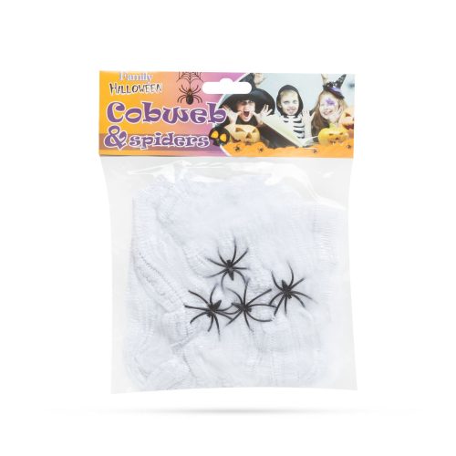 Halloween Pókháló pókokkal - fehér - 4-5 m²
