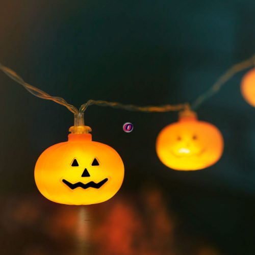 Halloween fényfüzér XL tök elemes 12 LED 2 m 2xAA