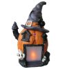 XL Halloweeni LED Tök házikó kandallóval kerámia 50 cm