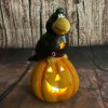 XL Halloweeni LED Tök cuki hollóval kerámia 22 cm
