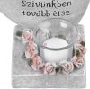 Mécsestartós sírdísz "szívünkben tovább élsz" angyalkás 17,5 cm