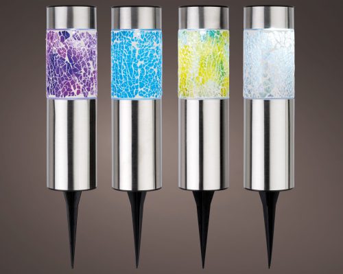 Prémium napelemes lámpa Inox, Mozaiküveg, 22 cm 4 féle választható kivitelben