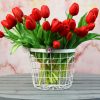 Élethű Gumi Tulipán csokor gumis 35cm piros