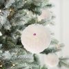 Fehér karácsonyfadísz, szőrmés 12 cm