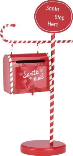 Exkluzív Karácsonyi postaláda fém 51 cm piros "Santa stop here"