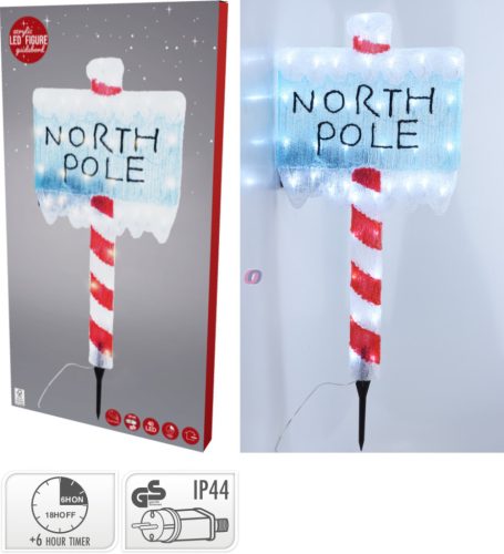 XL Kültéri leszúrható Tábla "North Pole" LED, 78 cm IP44 230V