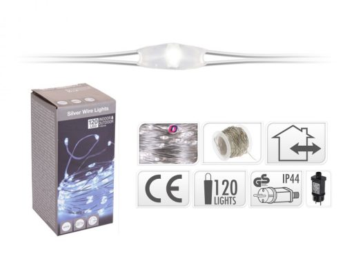 Kültéri micro led fényfüzér 12m IP44 120 led hidegfehér