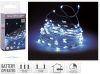 Időzítős Micro LED fényfűzér 20 LED hidegfehér ezüstdrót elemes