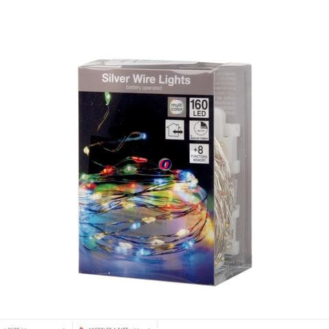 160 LED Micro LED fényfűzér színes kültéri elemes timer, 8 program