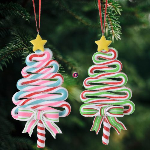 Karácsonyi ajtódísz Candy fenyőfa 14 cm 2 féle választható kivitel