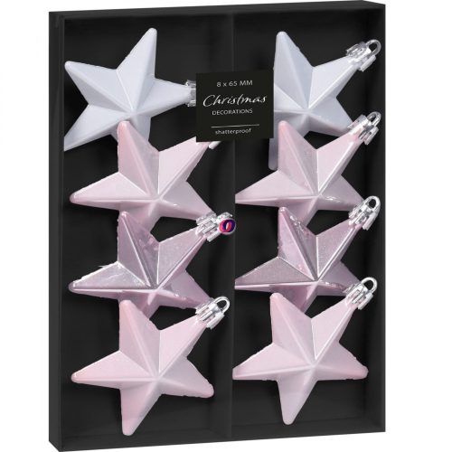Premium collection csillag dísz műanyag rózsaszín 6cm 8 db-os szett
