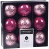 Premium collection dísz rózsaszín mintás 6cm 9 db-os karácsonyfa gömb szett