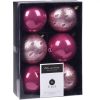Premium collection dísz rózsaszín mintás 8cm 6 db-os karácsonyfa gömb szett