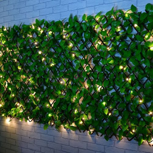 Belátásgátló Napelemes világítással, borostyán levelekkel állítható 90x180 cm térelválasztó apácarács