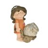Nagyméretű Kerti figura kislány sapkában, talicskával 37 cm