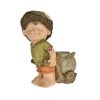 Nagyméretű Kerti figura kisfiú sapkában, talicskával 37 cm