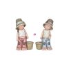 XL Kerti figura Gyerek fiú, lány ültethető kaspóval kerámia 46cm rózsaszín, kék 2 féle (1db)