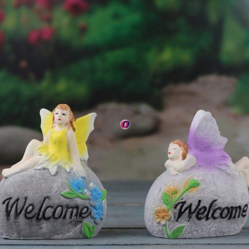 Tündérkert figura tündér kövön "welcome" 2 féle választható szín Deconline Fairy Garden