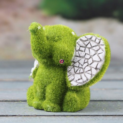 Kerti figura mini elefánt kőhatású, mohás 10 cm Deconline Garden