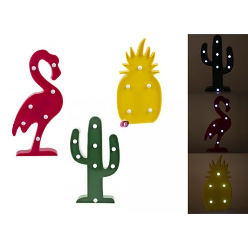 Nyári dekorációs lámpa Flamingó, kaktusz, ananász