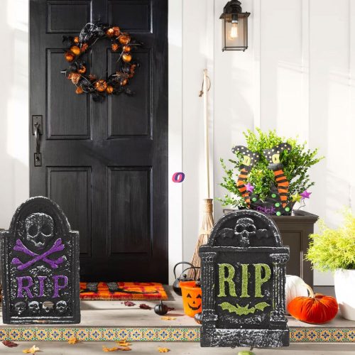 Halloweeni sírkő dekoráció 26x17,5 cm 2 féle választható kivitel
