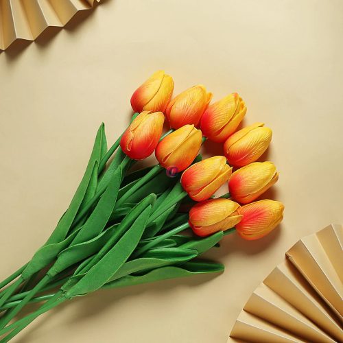 Élethű gumi tulipán narancssárga 34 cm 1 szál