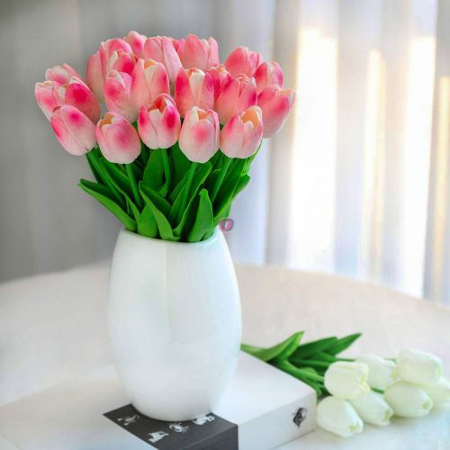 Élethű gumi tulipán pink 34 cm 1 szál