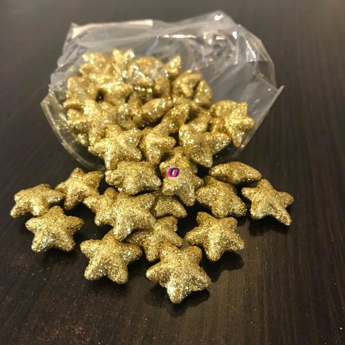 Glitteres csillag arany 2,5 cm 60 db-os
