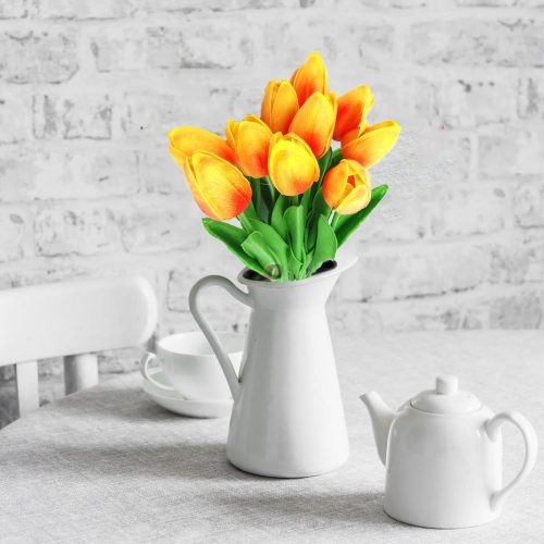 Élethű tapintású tulipán Narancs  33 cm 1db