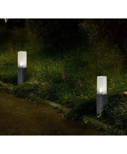 Rattan hatású napelemes kerti lámpa 38cm hidegfehér led